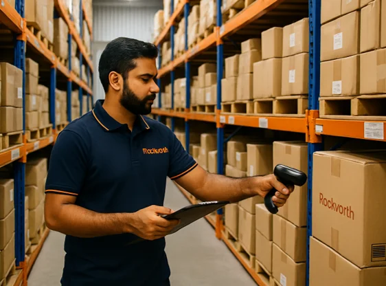 Quality assurance worker handling Rockworth boxes 2